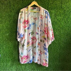 Day G Sheer Floral Kimono Open Cardigan Boho Cottagecore